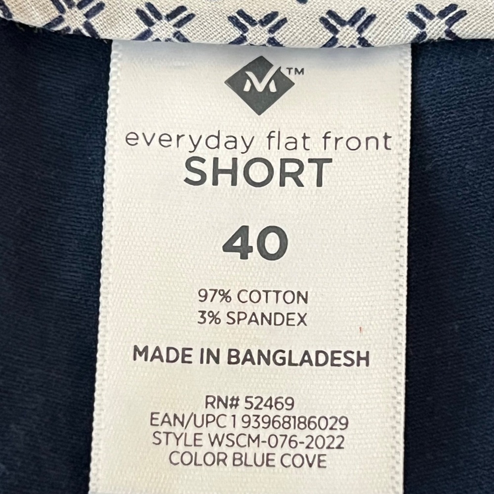 Member's Mark Men's Everyday Stretch Flat Front Blue Shorts Size 40 NWT Pockets - Picture 7 of 11